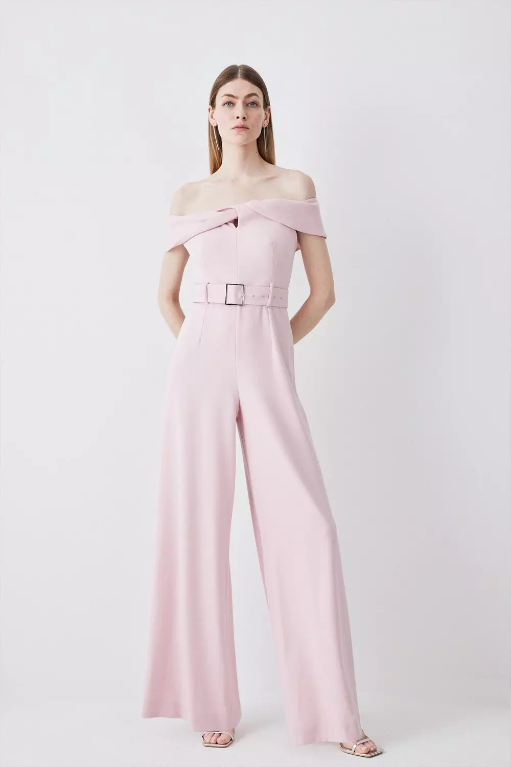 Petite off store the shoulder jumpsuit